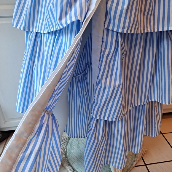Vestique Blue and White Striped Collared Button Up Maxi Dress - Picture 4 of 10